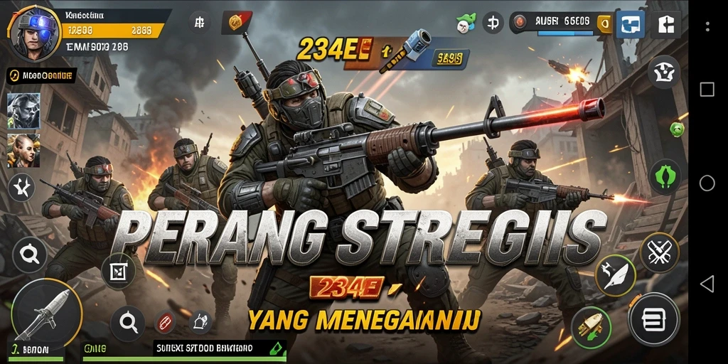 Screenshot gameplay 234E menampilkan aksi bertempur yang intens.