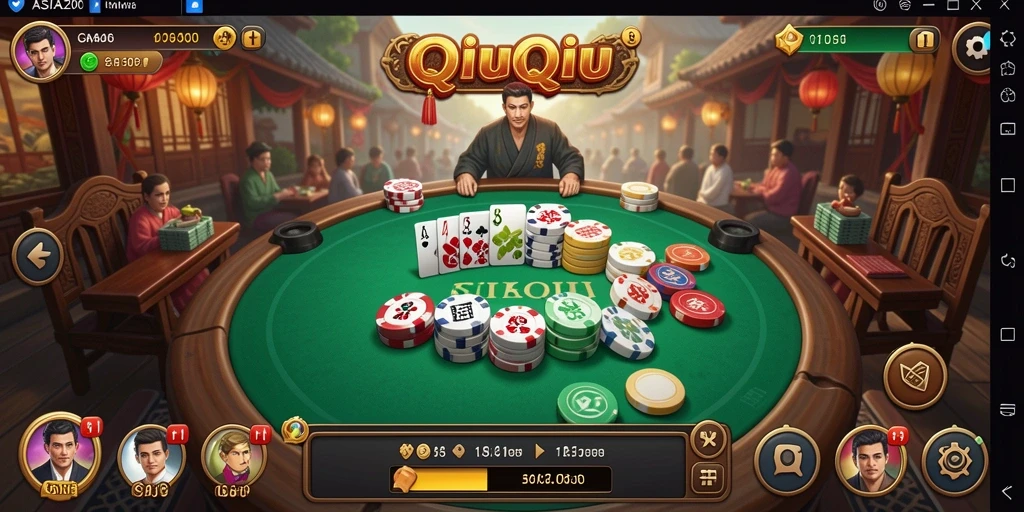 Screenshot utama ASIA200 menampilkan permainan QiuQiu yang seru.