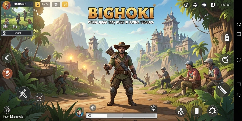 Tampilan gameplay BIGHOKI yang memukau dan penuh warna dalam dunia terbuka.