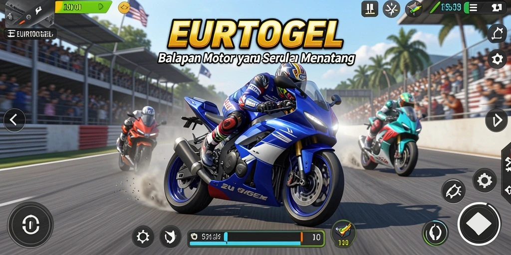Gameplay seru EUROTOGEL dengan balapan motor yang mendebarkan.