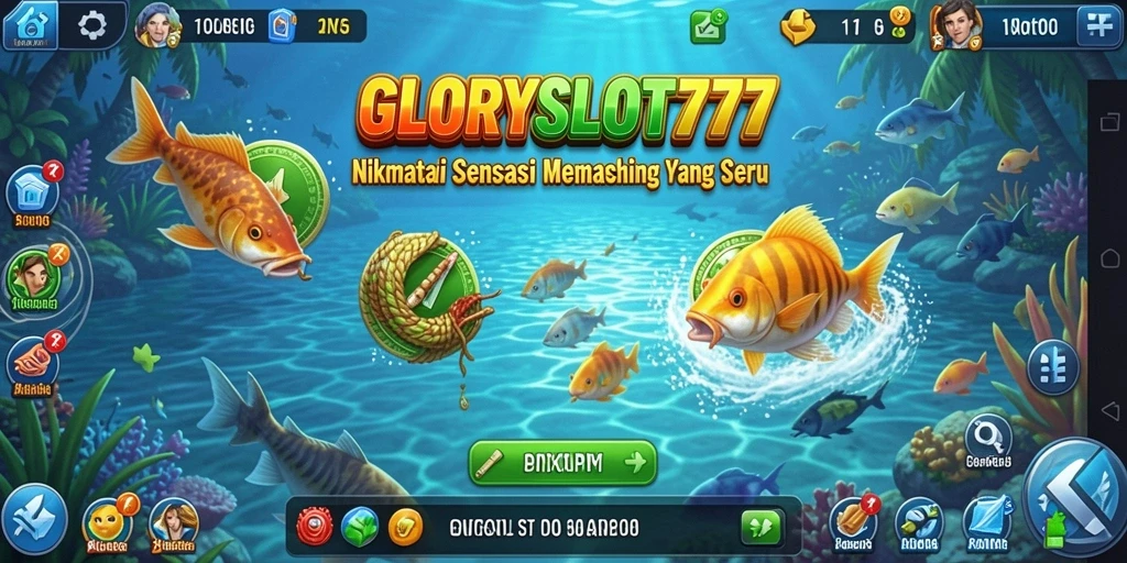 Tampilan menarik gameplay dalam GLORYSLOT777 saat memancing ikan.