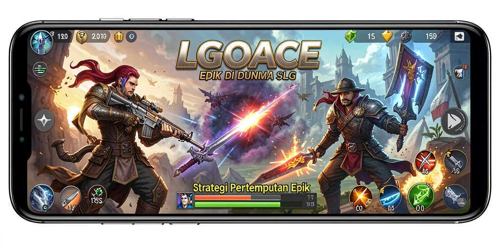 Screenshot LGOACE menunjukkan pertempuran seru dan strategi mendalam.