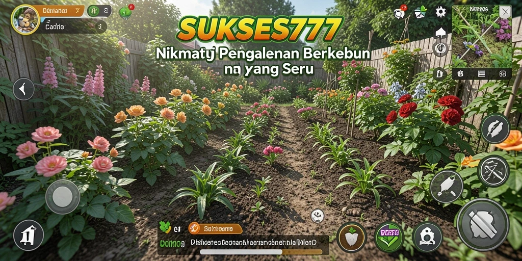 Tampilan screenshot utama SUKSES777 dengan gameplay berkebun yang menarik.