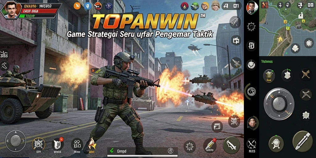 Tampilan screenshot utama TOPANWIN yang menampilkan aksi strategi di dalam permainan.